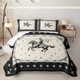 thumbnail image 1 of Homewish Boho Western Cowboy Bed Spread Queen,Retro Stars Queen Coverlet Set,Black Cream,3-Piece, 1 of 7
