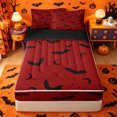 thumbnail image 1 of Homewish Bold Halloween Bat Zipper Twin Comforter Sets with Fitted Sheet and 2 Pillowcases,Moon Pattern Zipper Bedding Set,Scarlet Black,Black Reversible,4 Pieces, 1 of 7