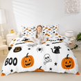 thumbnail image 1 of Homewish Boo Pumpkin Duvet Cover Queen for Kids, White Skull Bat Star Halloween Queen Bedding, Halloween Reversible, 3pcs, 1 Duvet Cover and 2 Pillowcases, 1 of 6