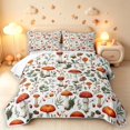 thumbnail image 1 of Homewish Botanical Mushrooms Bed Spread Queen,Wild Fungus Plant Queen Coverlet Set,White Red,Reversible,3-Piece, 1 of 7