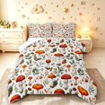 thumbnail image 1 of Homewish Botanical Mushrooms Queen Comforter Set,Wild Fungus Plant Comforter Sets Queen,White Red,Reversible,3-Piece,1 Comforter and 2 Pillowcases, 1 of 7
