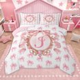 thumbnail image 1 of Homewish Bow Initial Letter J Bedding Comforter Set,Cute Cartoon Bowknot Twin Comforter Sets,Pink White Bedding Set For Girl,Breathable Bedroom Decoration Reversible,2-Piece, 1 of 9