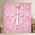 thumbnail image 1 of Homewish Bow Initial T Letter Blackout Curtains Set of 2 (52x84 Each), Dreamy Fairy Tale Bow Window Curtains, Cute Cartoon Style Curtains and Drapes, Living Room Curtains Decor, 1 of 6