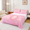 thumbnail image 1 of Homewish Bow Pink 6 Queen 4-Piece Reversible Girls Kids Cartoon Ribbon Monogram Sheet Set, 1 of 7