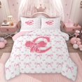 thumbnail image 1 of Homewish Bow-Tie Initial Alphabet C 3 Pieces Queen Comforter Set for Adults Female Girls,Letter Monogrammed C Ultra Soft Bedding Sets,Cartoon Bow Bedding Comforter Set Breathable, 1 of 8