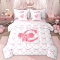 thumbnail image 1 of Homewish Bow-Tie Initial Alphabet C 7-Piece Full Bedding Set - Monogrammed C, 1 of 8