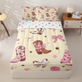 thumbnail image 1 of Homewish Bow Western Boot Kids Zipper Twin Comforter Sets with Fitted Sheet and 2 Pillowcases, Yellow Cartoon Zipper Bedding Set, Polka Dots Reversible, 4 Pieces, 1 of 6