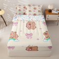 thumbnail image 1 of Homewish Bowknot Capybara Kids Zipper Full Size Comforter Sets with Fitted Sheet and 2 Pillowcases, Cartoon Animals Zipper Bedding Set, Stars Reversible, 4pcs, 1 of 6