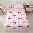 thumbnail image 1 of Homewish Bowknot Cherry Kids Zipper Full Size Comforter Sets with Fitted Sheet and 2 Pillowcases, Love Heart Zipper Bedding Set, Pink Reversible, Pink Reversible, 4pcs, 1 of 6