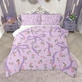 thumbnail image 1 of Homewish Bowknot Flower Floral Bedding Comforter Set,Cartoon Bowtie Print Twin Comforter Sets,Purple Pink Bedding Set For Girls,Microfiber Bedroom Decor Reversible,2pcs, 1 of 9