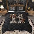 thumbnail image 1 of Homewish Bowknot Initial Alphabet H 3-Piece Full Size Comforter Sets for Female Men,Animal Cheetah Print Bedding Comforter Set,Gothic Chic Damask Lightweight Bedding Sets,Luxury Bedroom Decor, 1 of 8