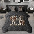 thumbnail image 1 of Homewish Bowknot Initial Alphabet H 7 Pieces Bedding Comforter Set for Female Men,Animal Cheetah Print Full Bedding Set Lightweight,Gothic Chic Damask Fitted Sheet Flat Sheet,Luxury Bedroom Decor, 1 of 8