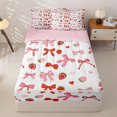 thumbnail image 1 of Homewish Bowknot Kids Zipper Twin Comforter Sets with Fitted Sheet and 2 Pillowcases, Strawberry Print Zipper Bedding Set, Black Reversible, Pink Reversible, 4 Pieces, 1 of 6