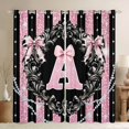 thumbnail image 1 of Homewish Bowknot Monogrammed A Blackout Curtains Set of 2 (52x84 Each) for Girls, Vintage Bohemian Flower Window Curtains, Black Pink Fashion Curtains and Drapes, Curtains and Drapes Home Decor, 1 of 6