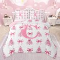 thumbnail image 1 of Homewish Bowknot Monogrammed C Bedding Comforter Set for Girl, Dreamy Pink Xmas Tree Twin Comforter Sets, Merry Christmas Reversible Bedding Set, Breathable Home Decor, 2pcs, 1 of 8