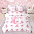 thumbnail image 1 of Homewish Bowknot Monogrammed C Twin Bedding Sets 7-Piece for Girl, Dreamy Pink Xmas Tree Bedding Comforter Set, Merry Christmas Reversible Sheet Sets, Breathable Home Decor, 1 of 8