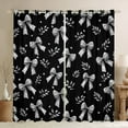 thumbnail image 1 of Homewish Bowknot Ribbon Black Out Curtains,Cartoon Bowtie Print Curtains Pack of 2 (42x63 Each),Black Gray Bedroom Curtains For Girls,Microfiber Bedroom Decor, 1 of 6