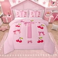 thumbnail image 1 of Homewish Bowtie Letter T Bedding Comforter Set,Bowknot Monogrammed Theme Twin Comforter Sets,Pink Red Bedding Set For Girl Teens,Ultra Soft Bedroom Decor Reversible,2 Pieces, 1 of 9