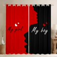 thumbnail image 1 of Homewish My Boy Girl Black Out Curtains, Romantic Love Heart Curtains Pack of 2 (42x63 Each), Black Red Anniversary Festival Bedroom Curtains, Blackout Curtains Home Decor, 1 of 6