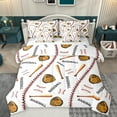 thumbnail image 1 of Homewish Boys Baseball Game 7-Piece Twin Bedding Sets,Ball Sport Lovers Bedding Comforter Set,Brown White Sheet Sets For Girls Kids,Super Cozy Room Decor Reversible, 1 of 8