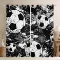 thumbnail image 1 of Homewish Boys Football Print Black Out Curtains, Cartoon Soccer Player Curtains Pack of 2 (42x63 Each), Black White Watercolor Bedroom Curtains, Curtains and Drapes Decor, 1 of 6