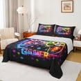 thumbnail image 1 of Homewish Boys Gamer Queen Sheet Sets,Kids Gamepad Controller Flat Sheet,3D Geometric Grid Queen Fitted Sheet For Boy,Microfiber Room Decor,4pcs, 1 of 7