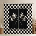 thumbnail image 1 of Homewish Boys Geometric Grid Flag Black Out Curtains,Car Theme Curtains Pack of 2 (42x63 Each),Black White Bedroom Curtains,Lightweight Room Decor, 1 of 6