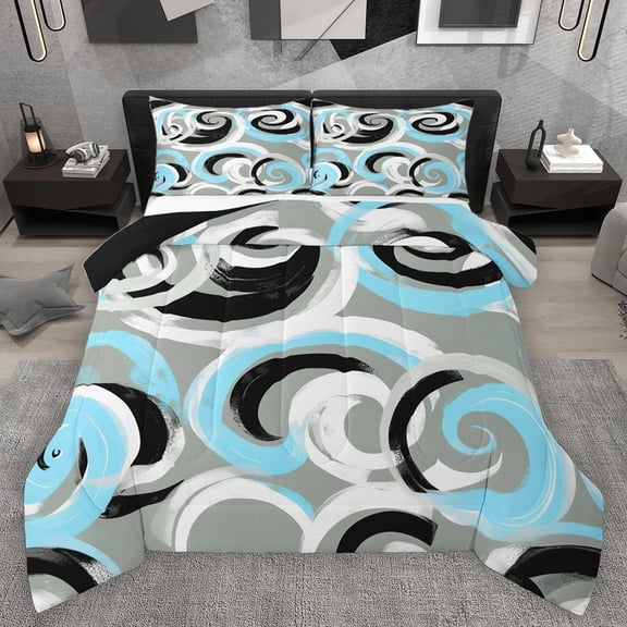 Homewish Boys Girls Abstract Stripes Bedding Comforter Set 2pcs,Vintage Aesthetic Twin Comforter Sets Microfiber,Geometric Spiral Lines Breathable Bedding Set,Ultra Soft Home Decor,Reversible