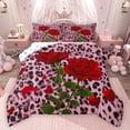thumbnail image 1 of Homewish Boys Girls Animal Cheetah Print 3 Pieces Queen Comforter Set,Floral Wildlife Leopard Ultra Soft Bedding Sets,Chic Floral Red Rose Bedding Comforter Set Breathable, 1 of 8