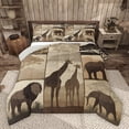 thumbnail image 1 of Homewish Boys Girls Animal Giraffe Lion Elephants Bedding Comforter Set 2pcs,Vintage Retro Aesthetic Twin Comforter Sets Microfiber,African Savanna Wildlife Breathable Bedding Set, 1 of 8