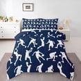 thumbnail image 1 of Homewish Boys Girls Basketball Print 3 Pieces Queen Comforter Set,Sport Gamer Ultra Soft Bedding Sets,Blue White Bedding Comforter Set,Super Cozy Room Decor,Reversible, 1 of 8