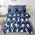 thumbnail image 1 of Homewish Boys Girls Basketball Print 7 Pieces Bedding Comforter Set,Sport Gamer Full Bedding Set Lightweight,Blue White Fitted Sheet Flat Sheet,Super Cozy Room Decor,Reversible, 1 of 8