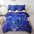 thumbnail image 1 of Homewish Boys Girls Blue Butterflies 7-Piece Twin Bedding Sets,Floral Rose Bedding Comforter Set,Exotic Style Breathable Sheet Sets,Super Cozy Room Decor,Reversible, 1 of 8