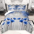 thumbnail image 1 of Homewish Boys Girls Blue Flowers 3 Pieces Queen Comforter Set,Abstract Vintage Ultra Soft Bedding Sets,Spring Garden Bedding Comforter Set Breathable,Microfiber Bedroom Decor, 1 of 8