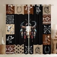 thumbnail image 1 of Homewish Boys Girls Bull Skull Black Out Curtains,Western Horseshoe Boots Curtains Pack of 2 (42x63 Each),Bohemian Aztec Bedroom Curtains,Luxury Bedroom Decor, 1 of 6