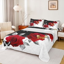 Homewish Boys Girls Chic Floral Red Rose Twin Sheet Sets 3pcs,Happy Valentine'S Day Twin Fitted Sheet Microfiber,Romantic Couple Lover Butterflies Breathable Flat Sheet,Ultra Soft Home Decor