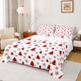 thumbnail image 1 of Homewish Boys Girls Christmas Tree Snowflake 4 Pieces Queen Sheet Sets,Red White Ultra Soft Flat Sheet,Happy Xmas Queen Fitted Sheet,Lightweight Room Decor, 1 of 7