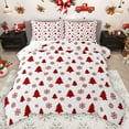 thumbnail image 1 of Homewish Boys Girls Christmas Tree Snowflake Full Size Comforter Sets 3-Piece,Red White Bedding Comforter Set,Happy Xmas Lightweight Bedding Sets,Lightweight Room Decor,Reversible, 1 of 8