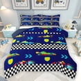 thumbnail image 1 of Homewish Boys Girls Geometric Plaid 3 Pieces Queen Comforter Set,Racing Car Theme Ultra Soft Bedding Sets,Extreme Sport Bedding Comforter Set Breathable,Lightweight Room Decor,Reversible, 1 of 8