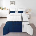 thumbnail image 1 of Homewish Boys Girls Geometric Stripes Rectangle Full Size Comforter Sets 3-Piece,Vintage Aesthetic Bedding Comforter Set,Minimalist Mid Century Lightweight Bedding Sets,Lightweight Room Decor, 1 of 8