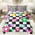 thumbnail image 1 of Homewish Boys Girls Groovy Flower Twin Bedding Sets 7-Piece,Geometric Plaid Bedding Comforter Set Microfiber,Vintage Aesthetic Breathable Sheet Sets,Breathable Home Decor,Reversible, 1 of 8