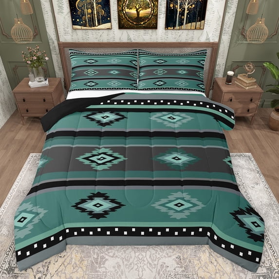 Homewish Boys Girls Hippie Aztec Bedding Comforter Set 2pcs,Bohemian Geometric Stripes Twin Comforter Sets Microfiber,Exotic Style Breathable Bedding Set,Ultra Soft Home Decor,Reversible