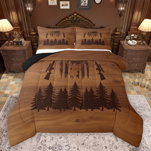 Homewish Boys Girls Jungle Animal Deer Full Size Comforter Sets 3-Piece,Vintage USA Flag Bedding Comforter Set,Wildlife Hunting Lightweight Bedding Sets,Breathable Home Decor,Reversible