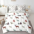 thumbnail image 1 of Homewish Boys Girls Jungle Safari Deer Bedding Comforter Set 7 Pieces,Geometric Plaid Grid Full Bedding Set Lightweight,Woodland Wildlife Fitted Sheet Flat Sheet,Breathable Home Decor,Reversible, 1 of 8