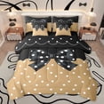 thumbnail image 1 of Homewish Boys Girls Kawaii Bow Knot Bedding Comforter Set 7 Pieces,Polka Dots Full Bedding Set Lightweight,Black Brown Fitted Sheet Flat Sheet,Breathable Home Decor,Reversible, 1 of 8