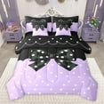 thumbnail image 1 of Homewish Boys Girls Kawaii Bow Knot Bedding Comforter Set 7pcs,Polka Dots Queen Bedding Sets Super Cozy,Black Purple Queen Sheet Sets,Breathable Home Decor,Reversible, 1 of 8