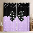 thumbnail image 1 of Homewish Boys Girls Kawaii Bow Knot Black Out Curtains,Polka Dots Curtains Pack of 2 (42x63 Each),Black Purple Bedroom Curtains,Breathable Home Decor, 1 of 6