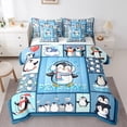 thumbnail image 1 of Homewish Boys Girls Kawaii Penguins Twin Bedding Sets 7-Piece,Geometric Plaid Bedding Comforter Set Microfiber,Cartoon Animal Breathable Sheet Sets,Lightweight Room Decor,Reversible, 1 of 8