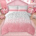 thumbnail image 1 of Homewish Boys Girls Leopard Print Full Size Comforter Sets 3-Piece,Bling Glitter Bedding Comforter Set,Gradient Pink Grey Lightweight Bedding Sets,Microfiber Bedroom Decor,Reversible, 1 of 8