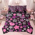 thumbnail image 1 of Homewish Boys Girls Love Heart Print Bedding Comforter Set 7-Piece,Animal Zebra Leopard Print King Bedding Sets,Kawaii Pink Bow Ultra Soft Bed Sheets,Ultra Soft Home Decor,Reversible, 1 of 8